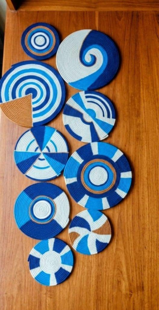 Jute Rope Wall Decor — Blue Gallery Set of 9