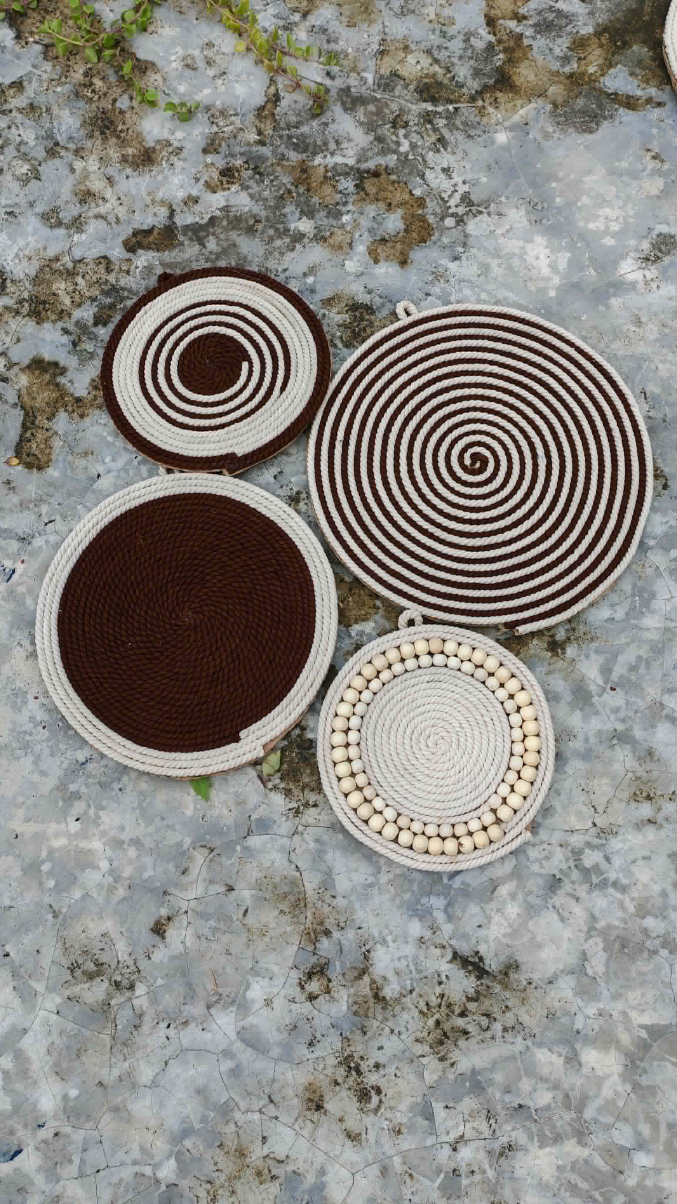 Rope Wall Decor — Brown Spiral Combo of 4