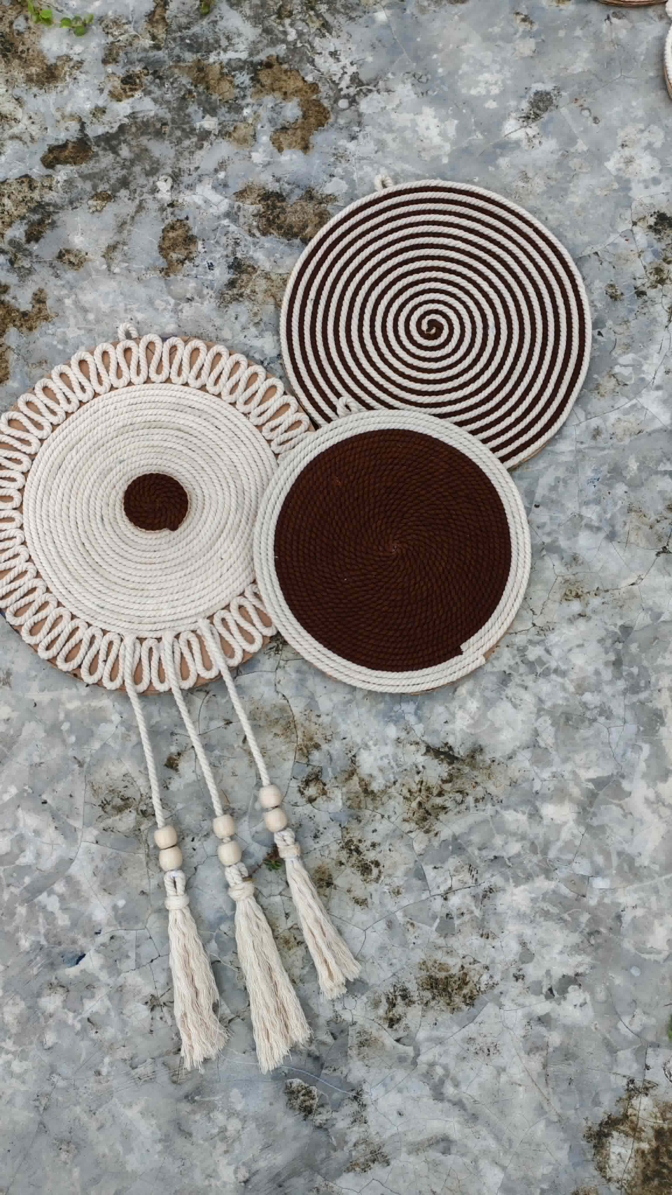 Rope Wall Decor — Coffee Brown Combo of 3 (with Tassels)