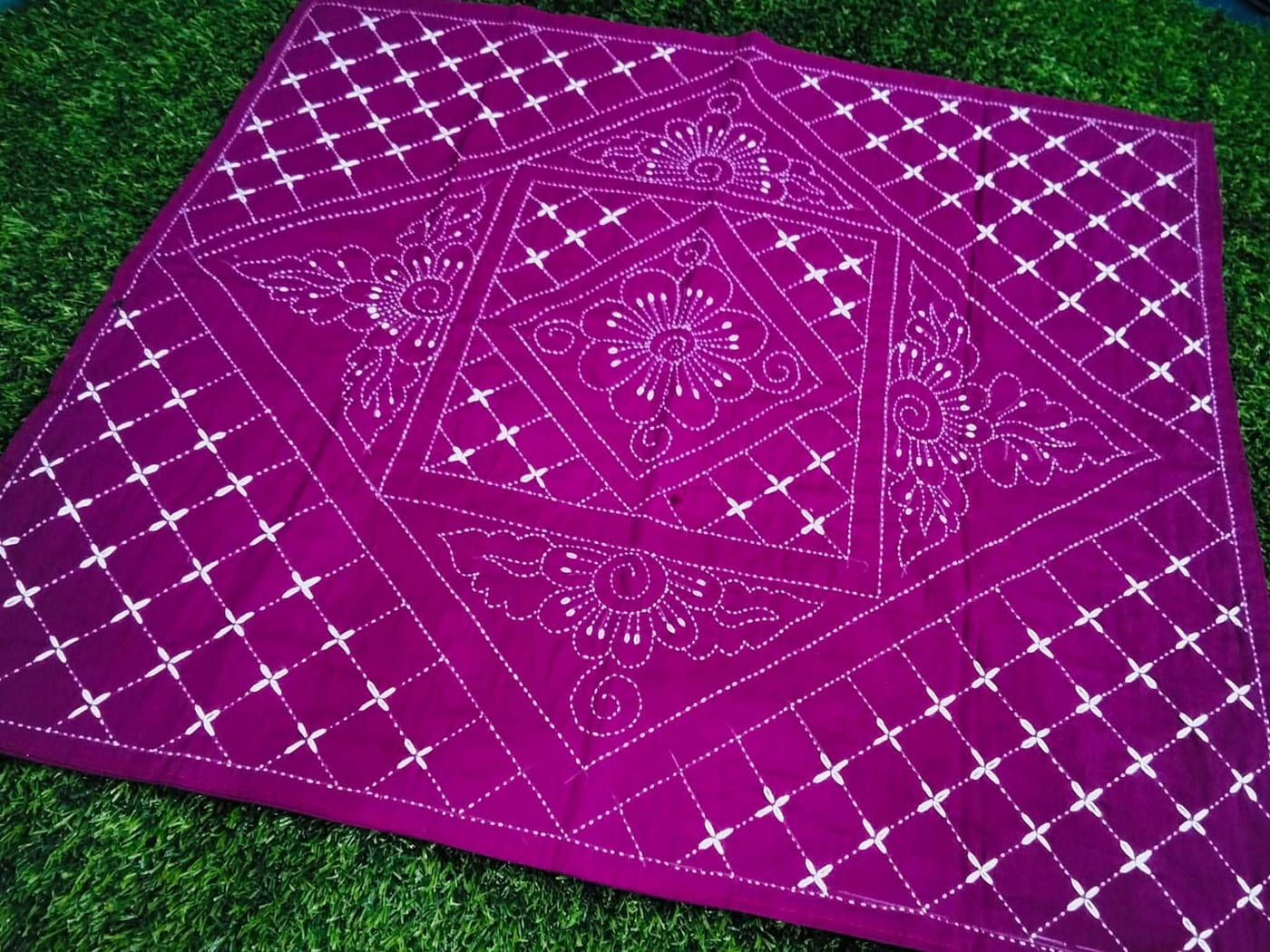 Magenta Geometric Baby Nakshi Kantha