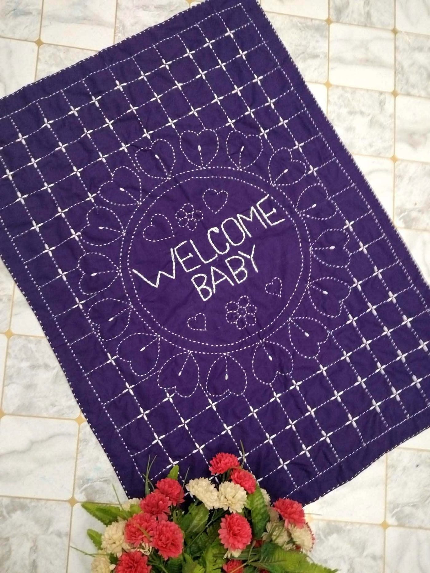 Purple Welcome Baby Nakshi Kantha